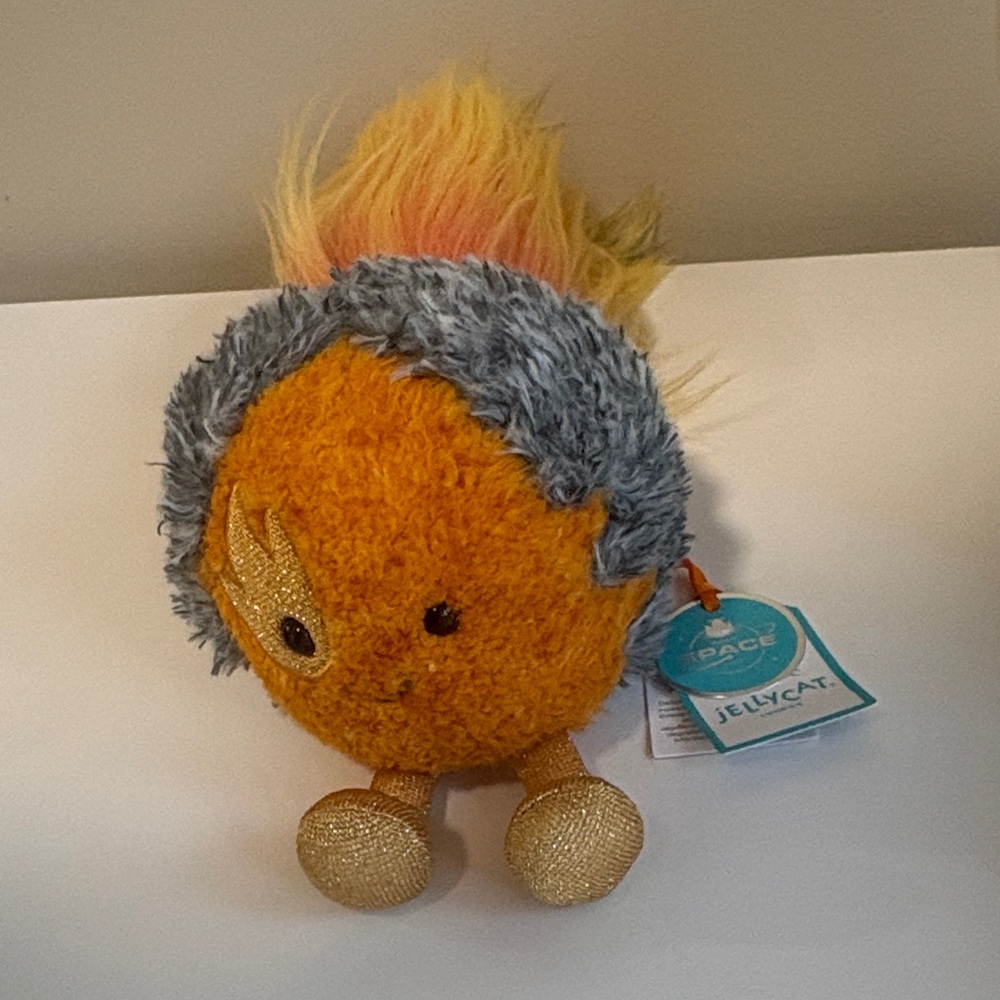 Jellycat Orange Plush with Gray Fur and Gold Accents